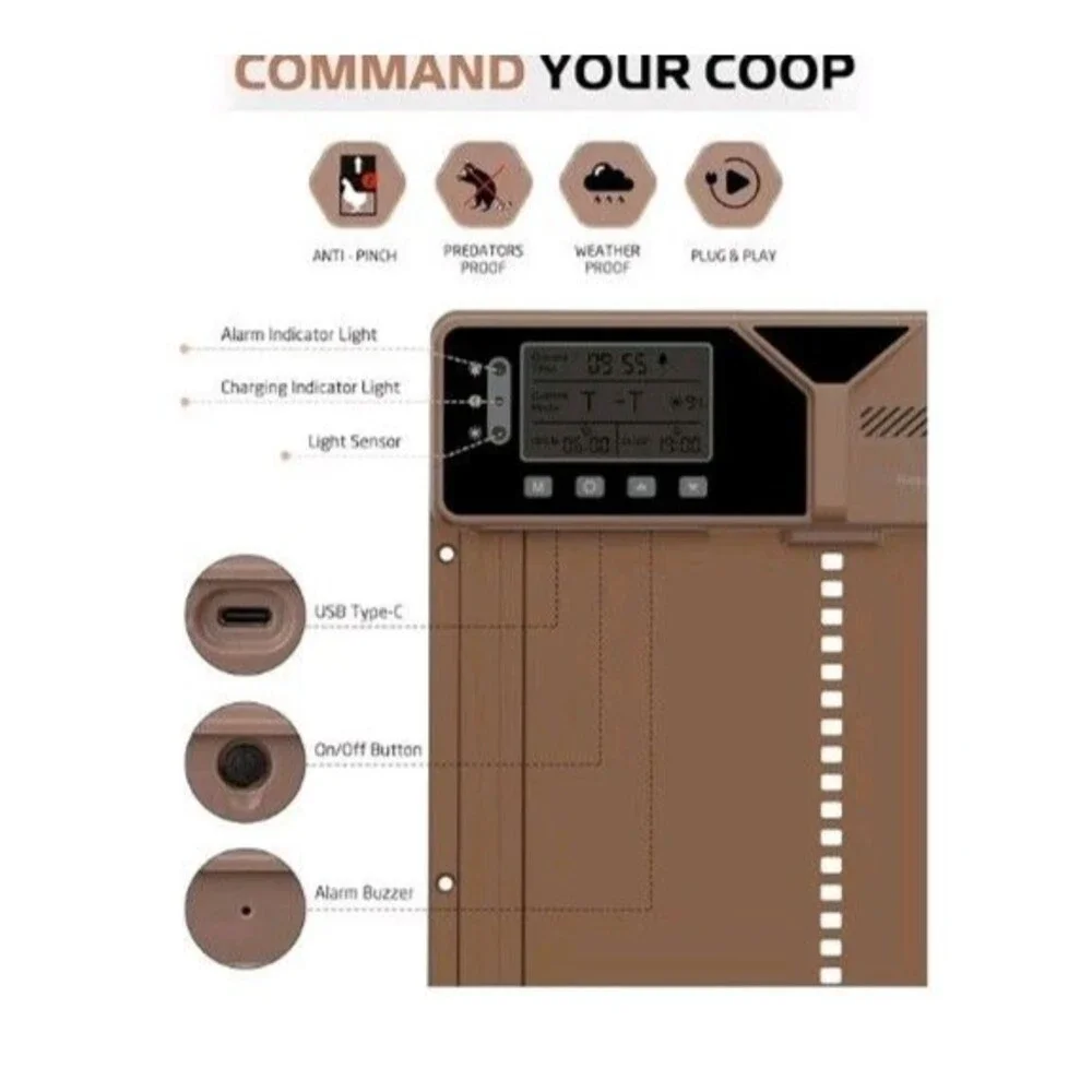 Solar Automatic Chicken Coop Door Timer Remote Control – New – Ships from USA